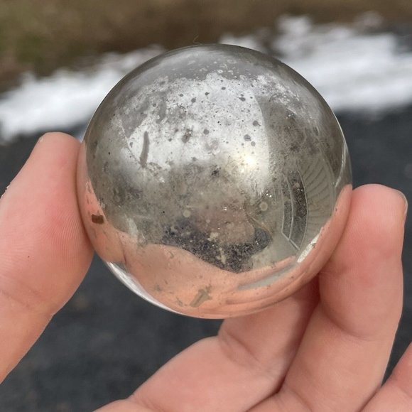 2" Antique Silver Kugel Mercury Glass Christmas XMAS Tree Ornament Germany - Picture 9 of 12